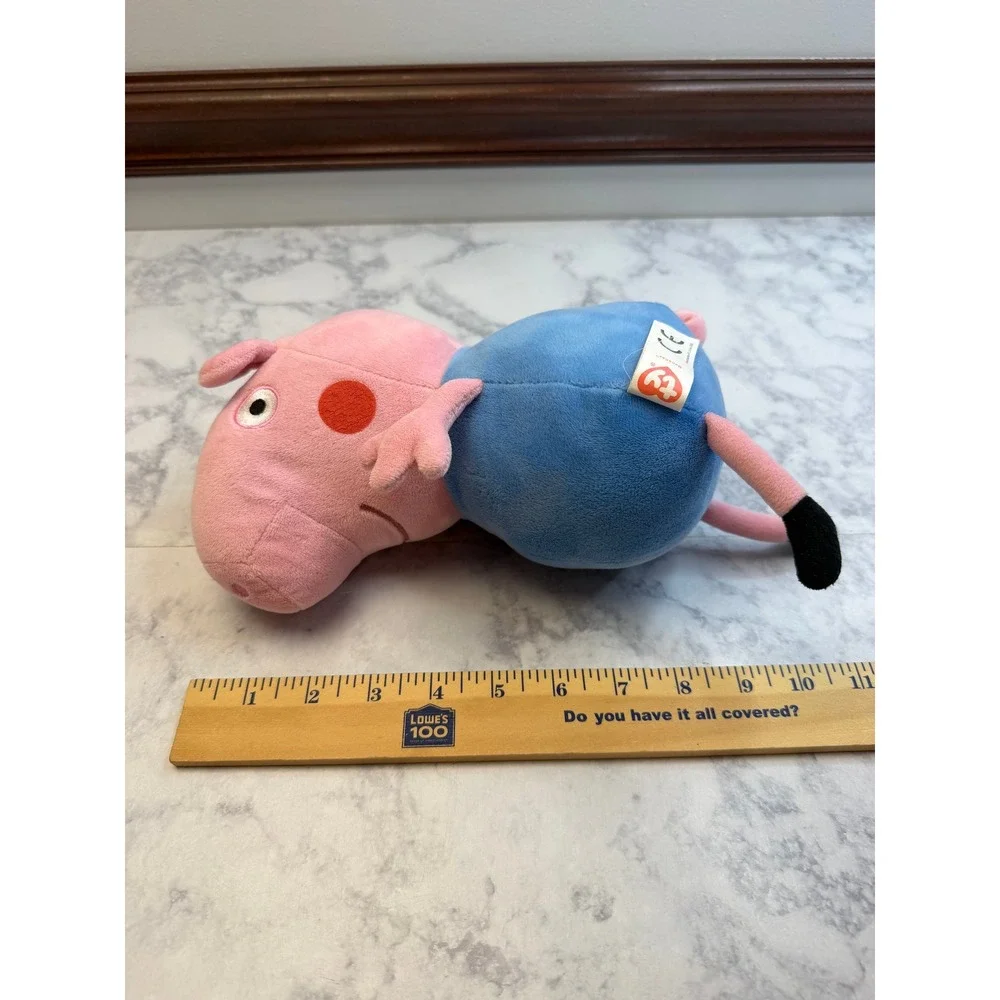 Ty Peppa Pig George Pig Plush Set of 2 Bananas and George w/ Dinosaur Pink Blue